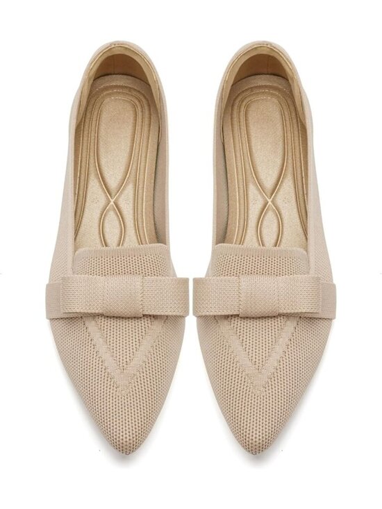 Shoes - Women's Nude Knit Pointed Toe Casual Slip On Mesh Breathable Comfortable Flats